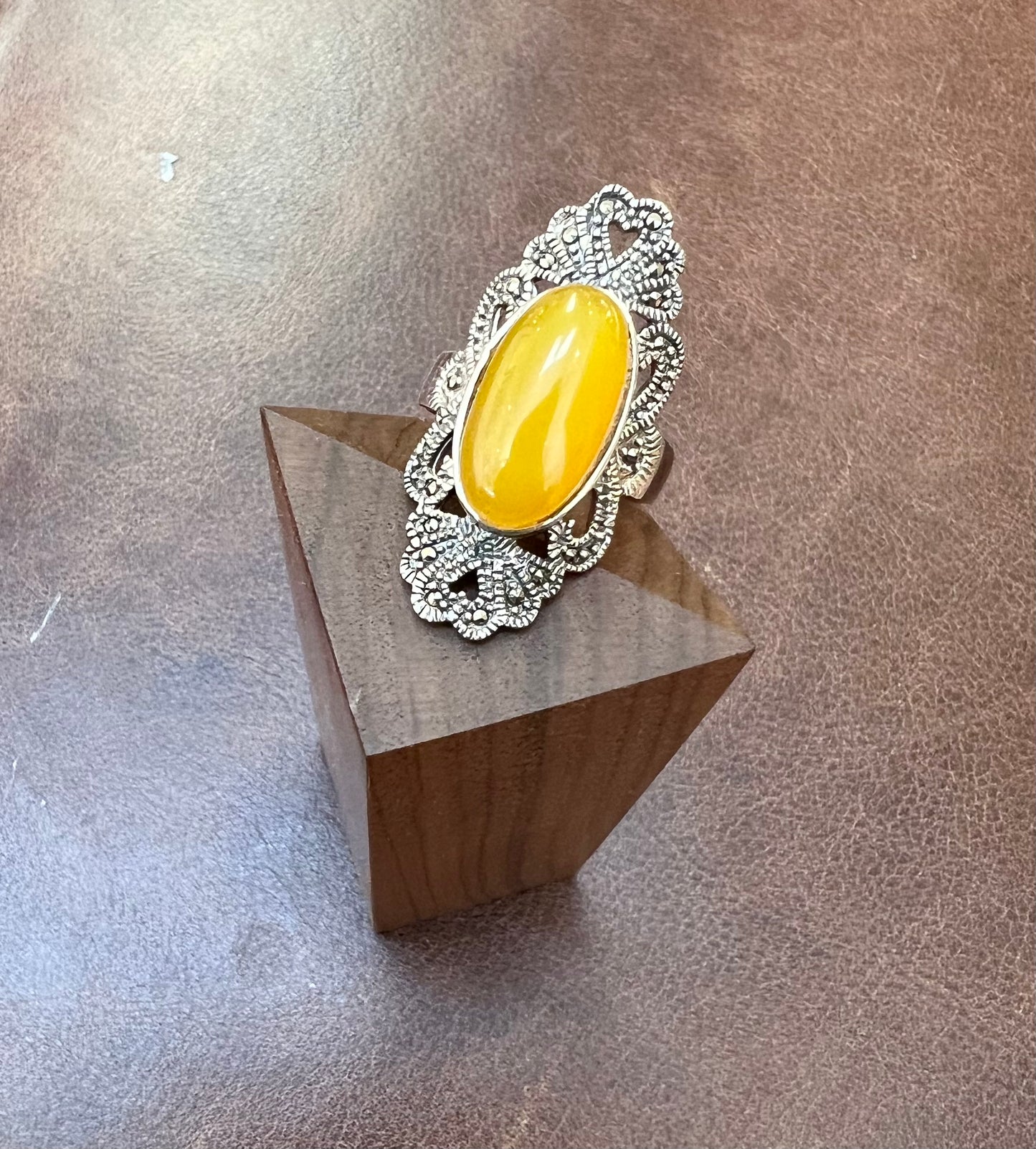 Agate & silver ring
