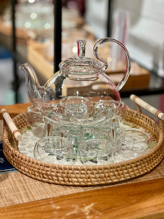 Clear Glass Teapot and cups set