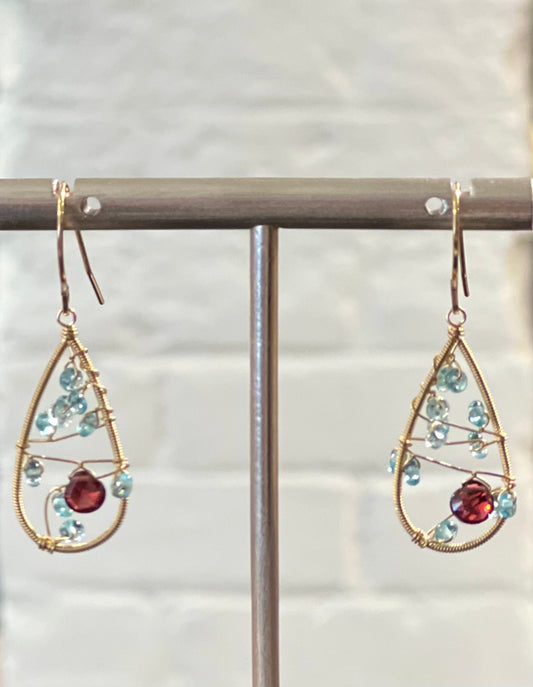 Apatite & Garnet drop earrings