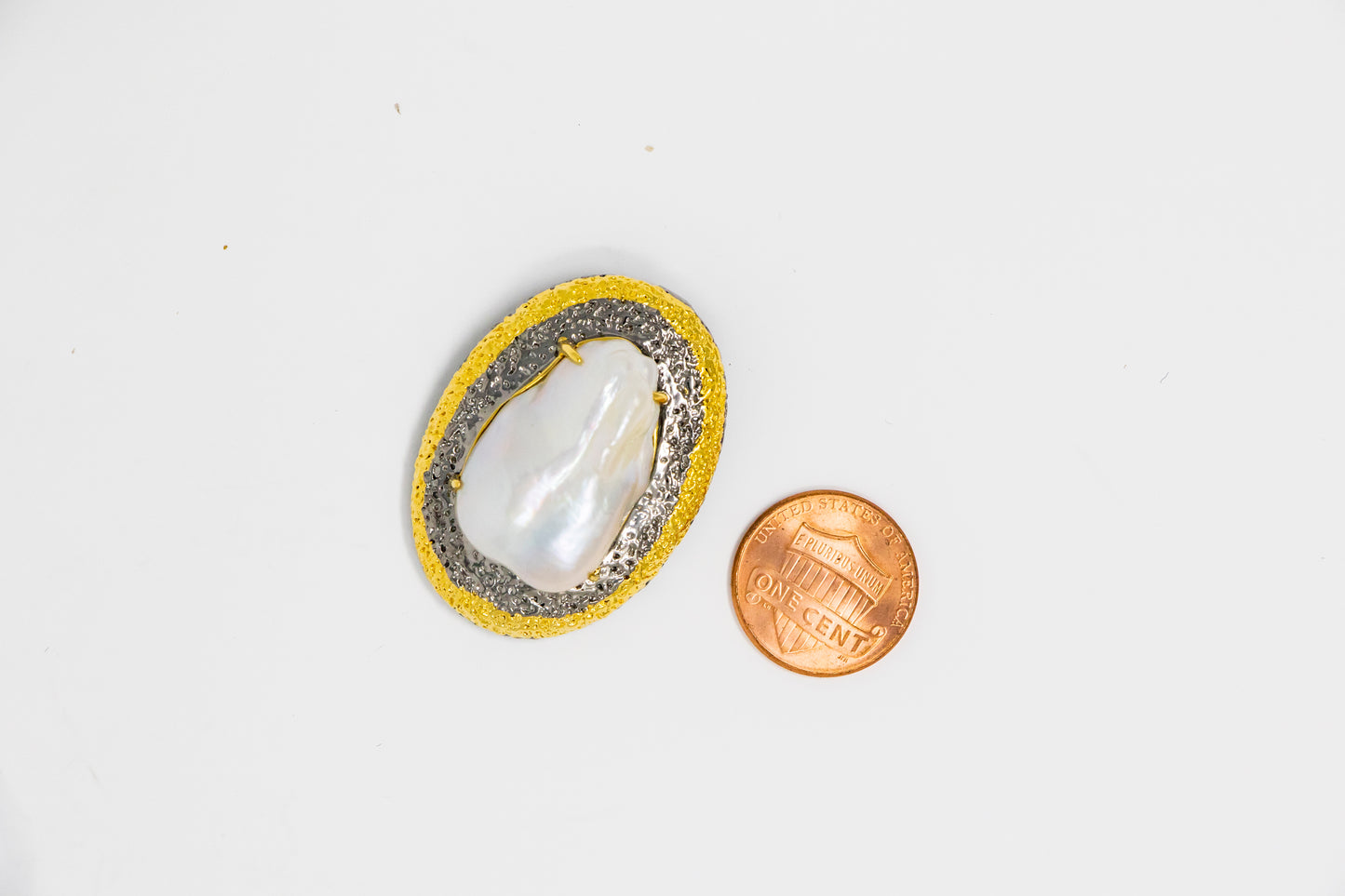 Baroque Pearl Silver and Gold Pendant