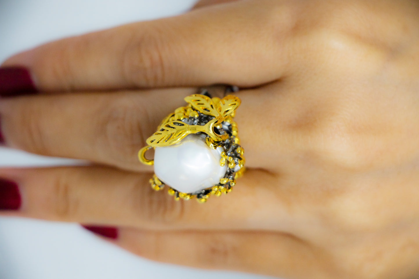 Baroque Pearl Beach Garden Statement Ring