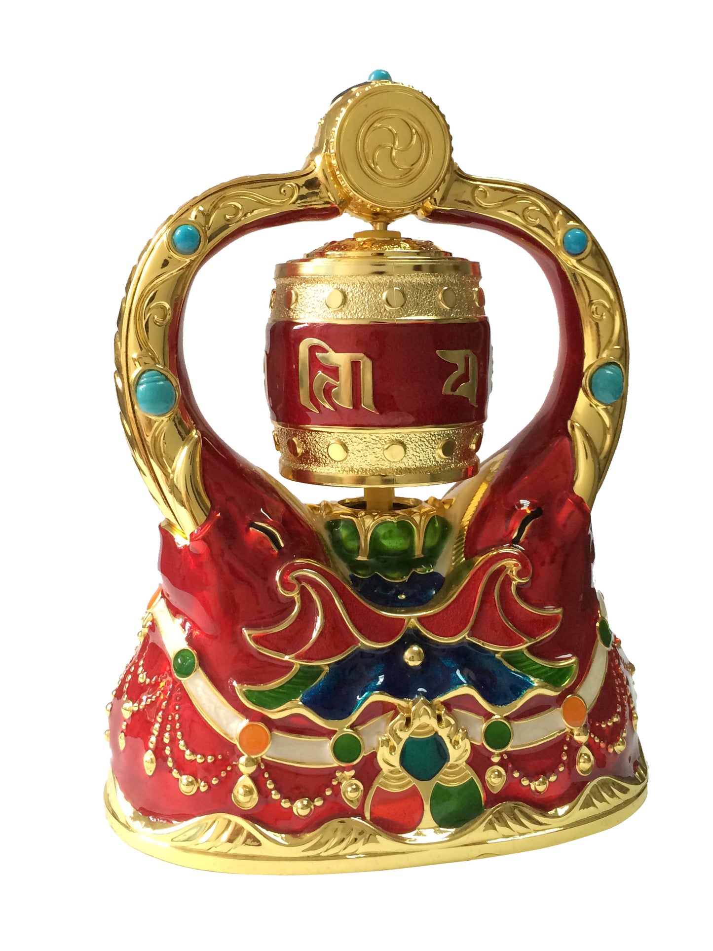 Red Elephant Solar Power Prayer Wheel