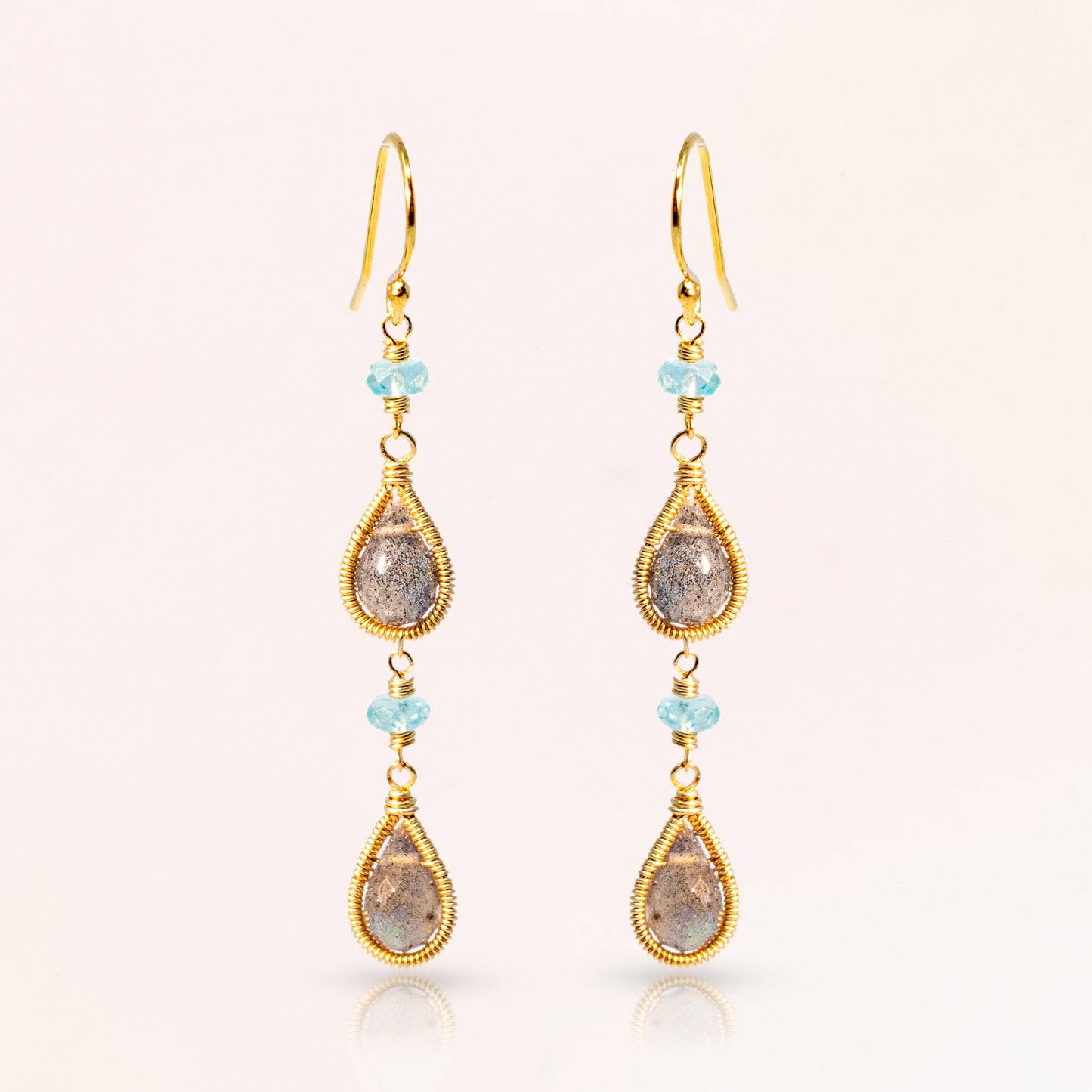 Double Gemstone Drop Earrings