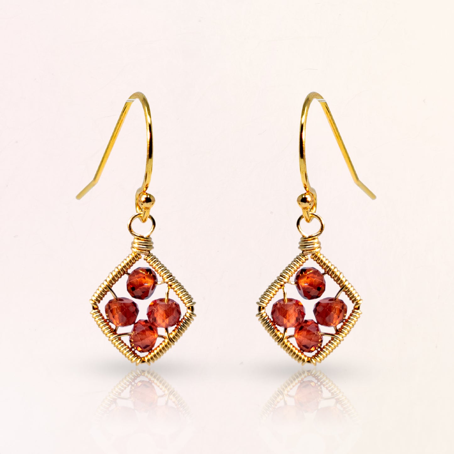 Square Garnet Earrings