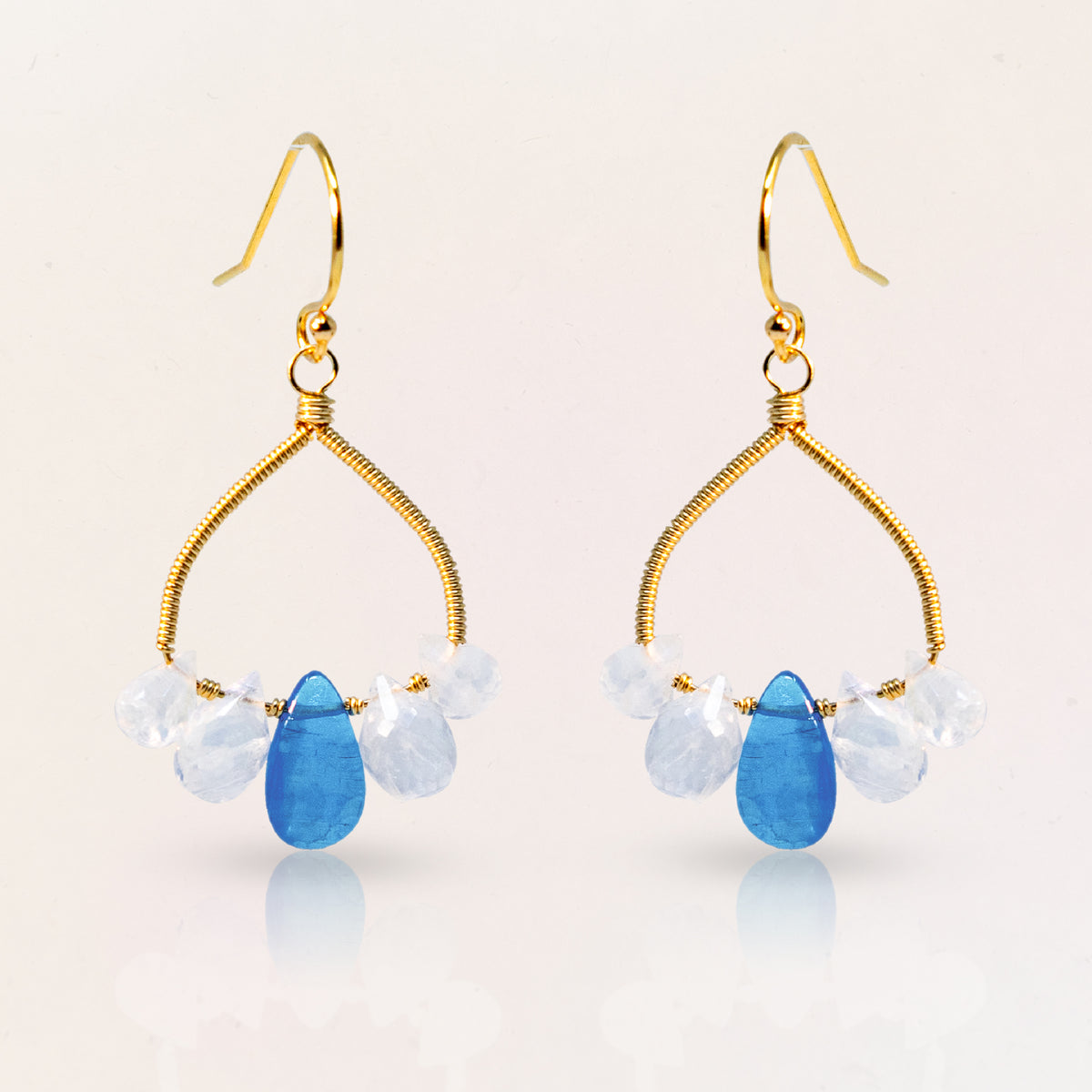 Gemstone Wire Hoop Earrings