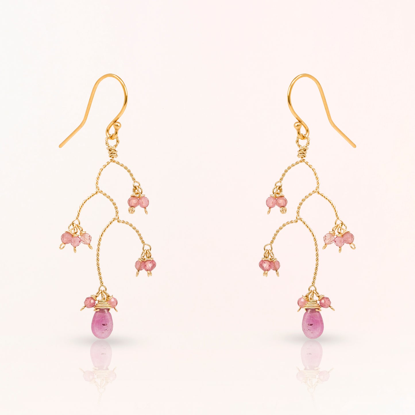 Pink Sapphire Branch Earrings