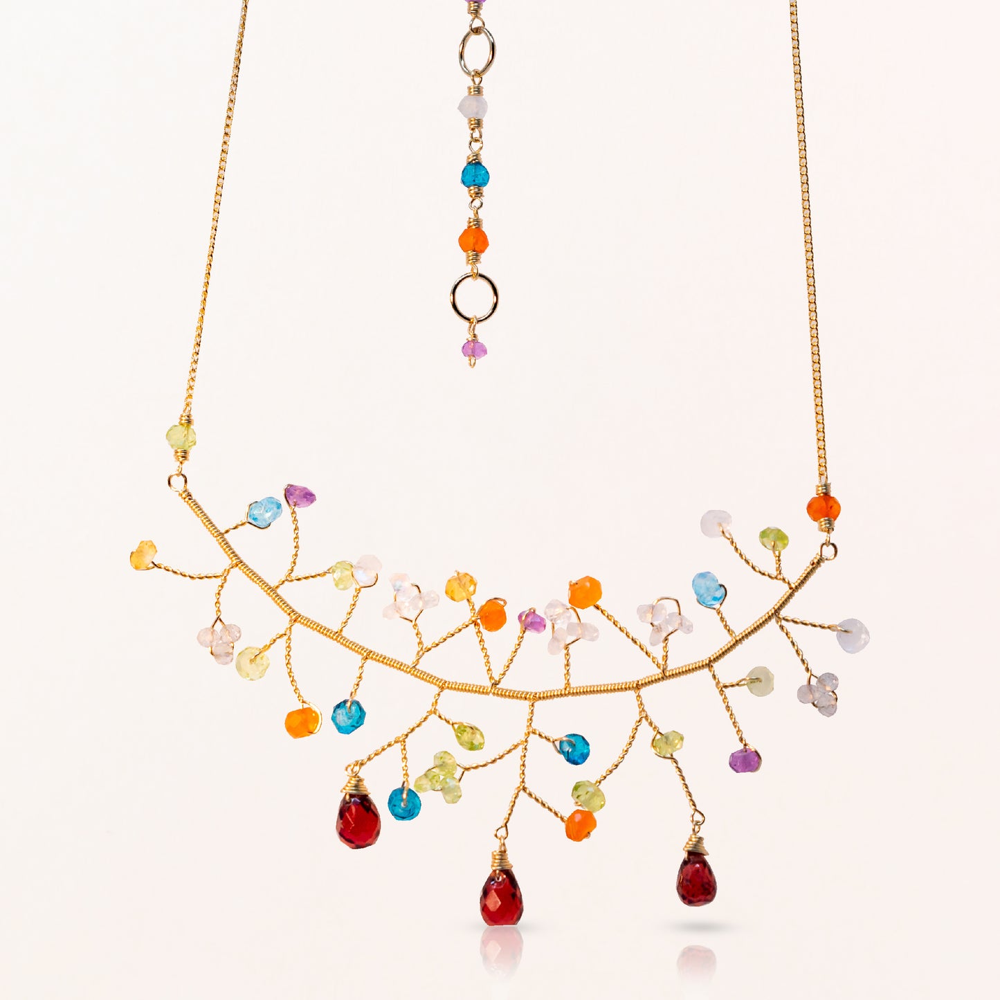 Triple Drop Gemstone Tree Necklace