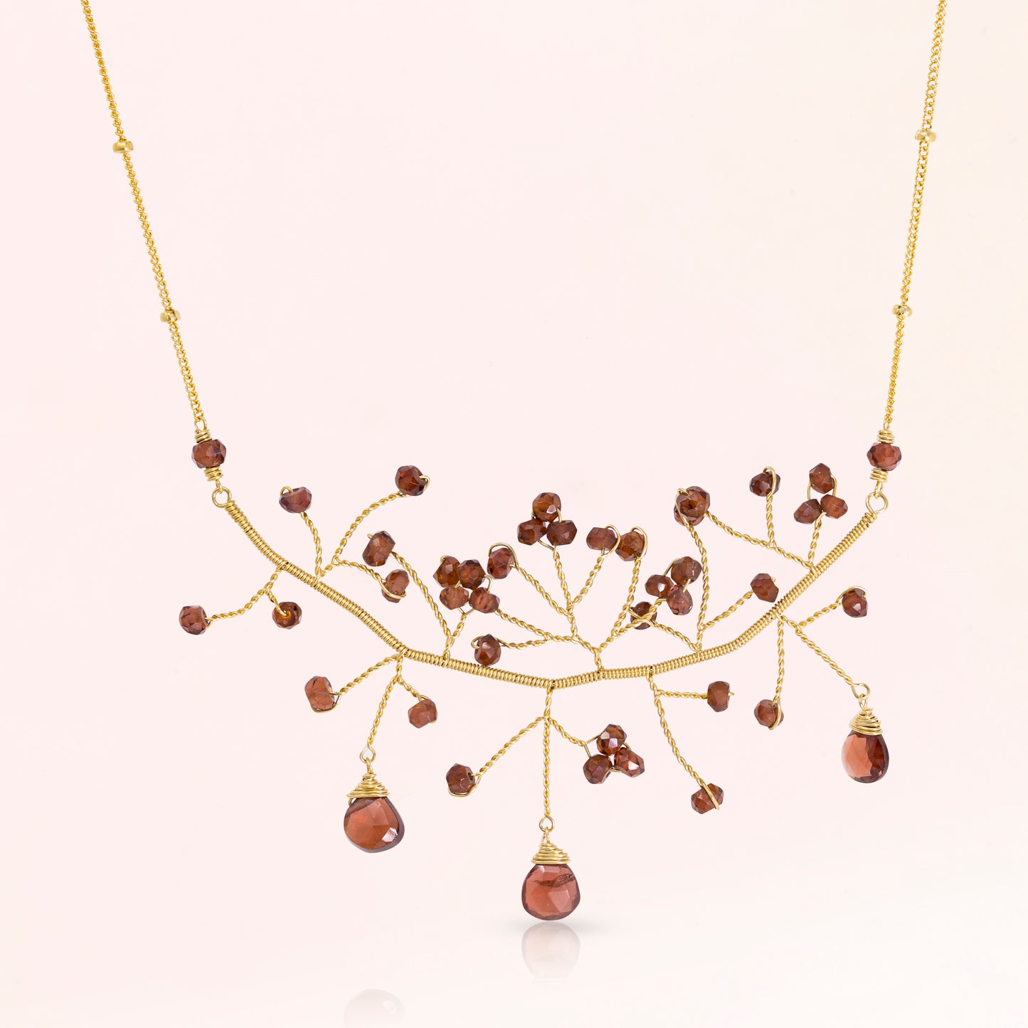 Triple Drop Gemstone Tree Necklace