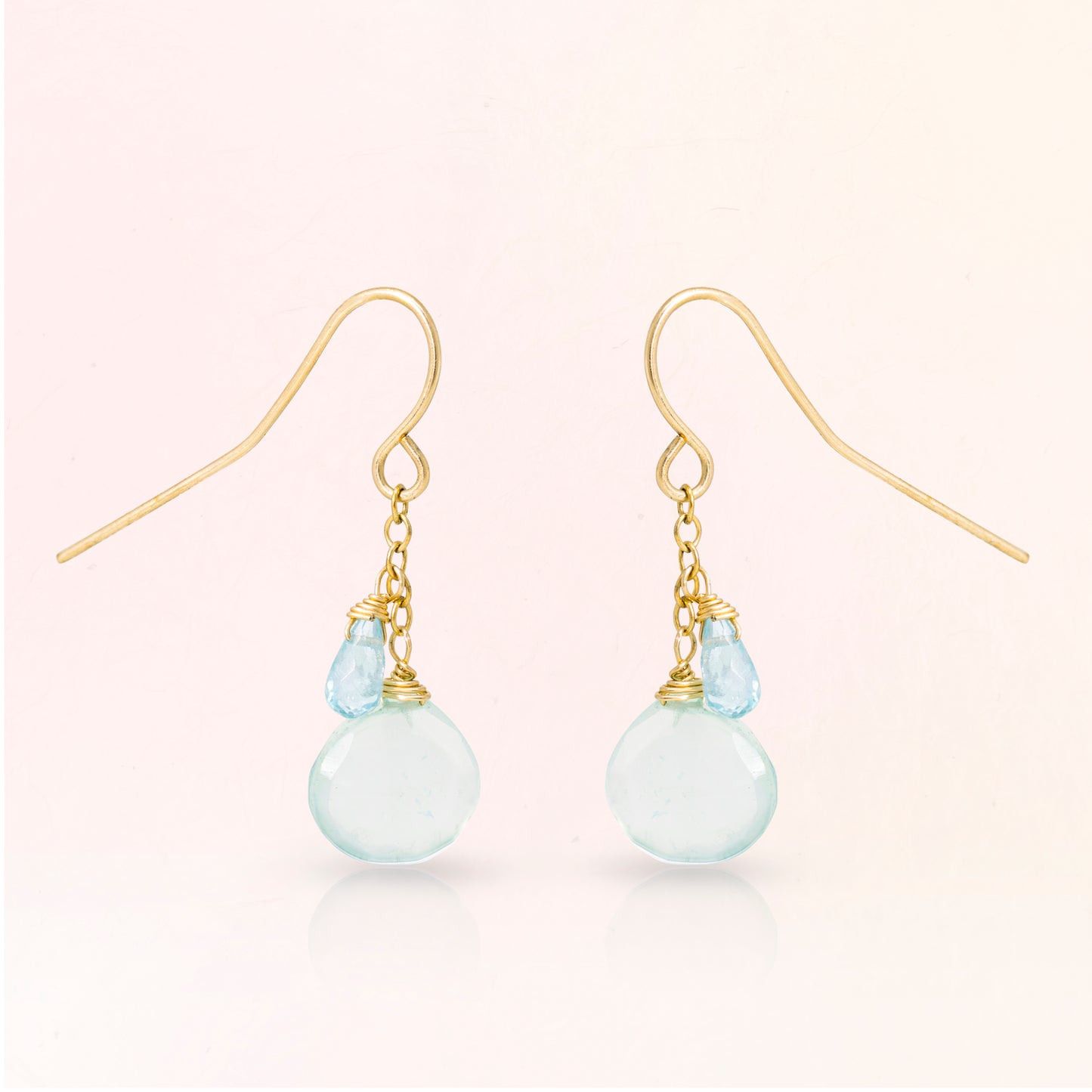 Chalcedony Wire Wrapped Drop Earrings
