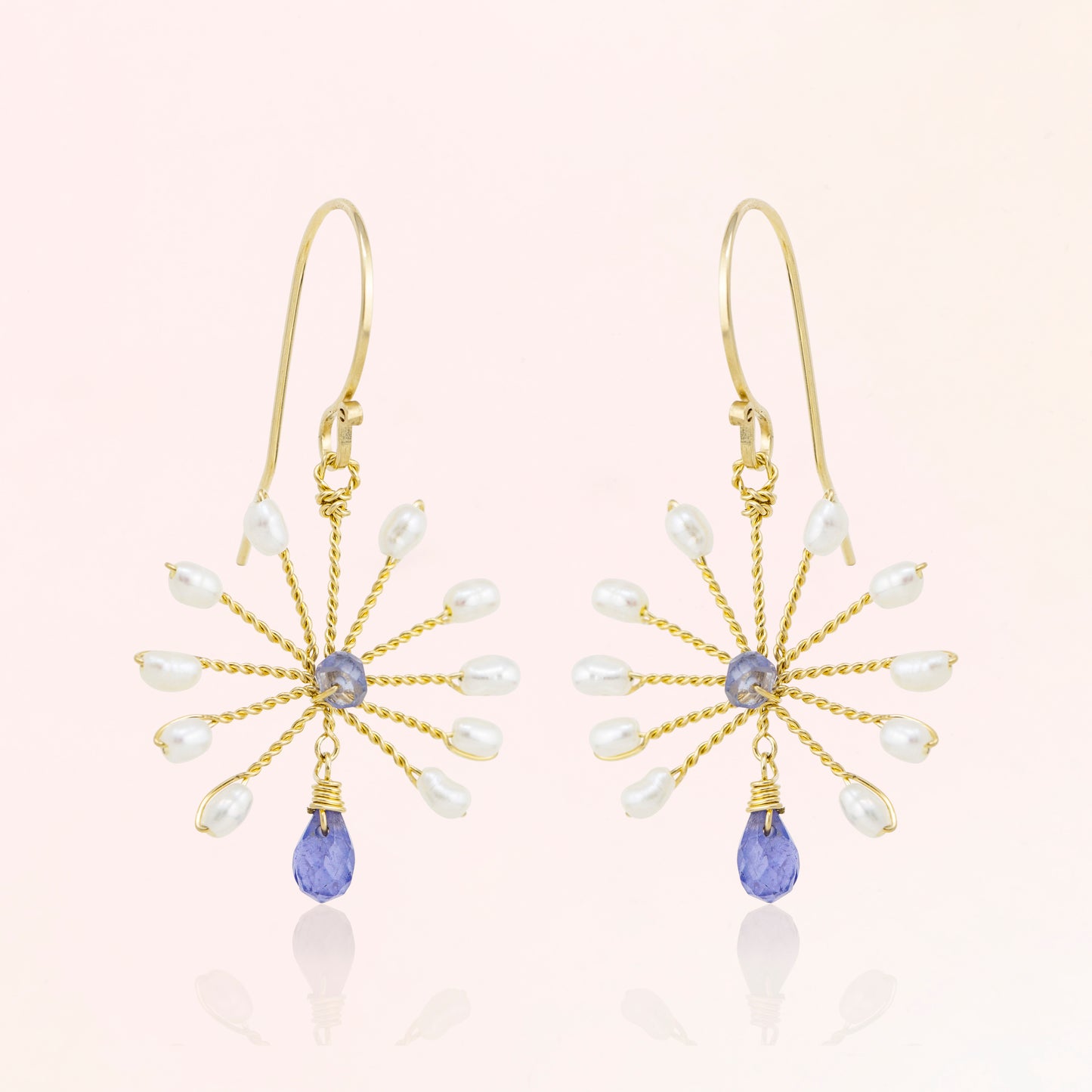 Tanzanite & Pearl Sun Earrings