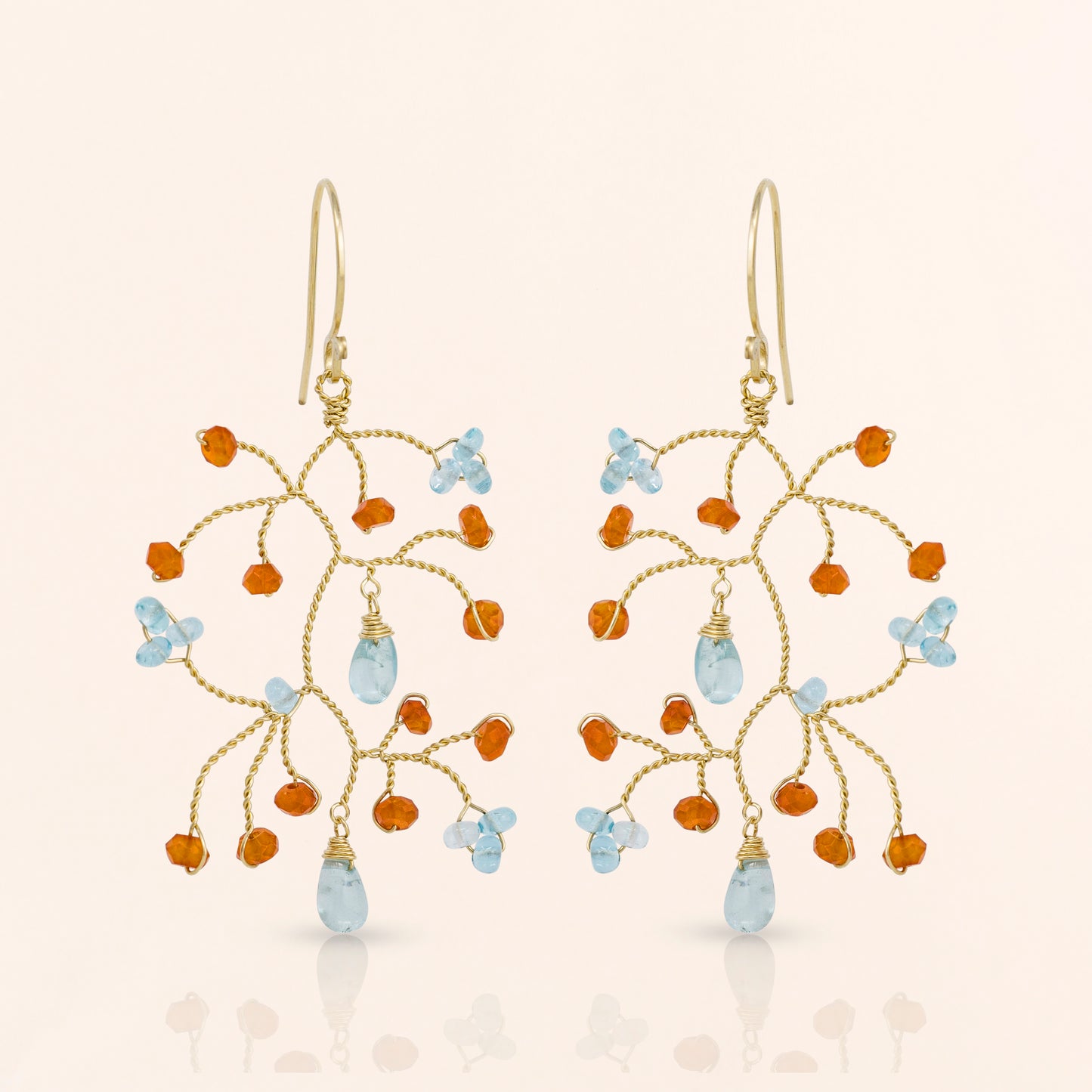 Carnelian and Topaz Branch Earrings