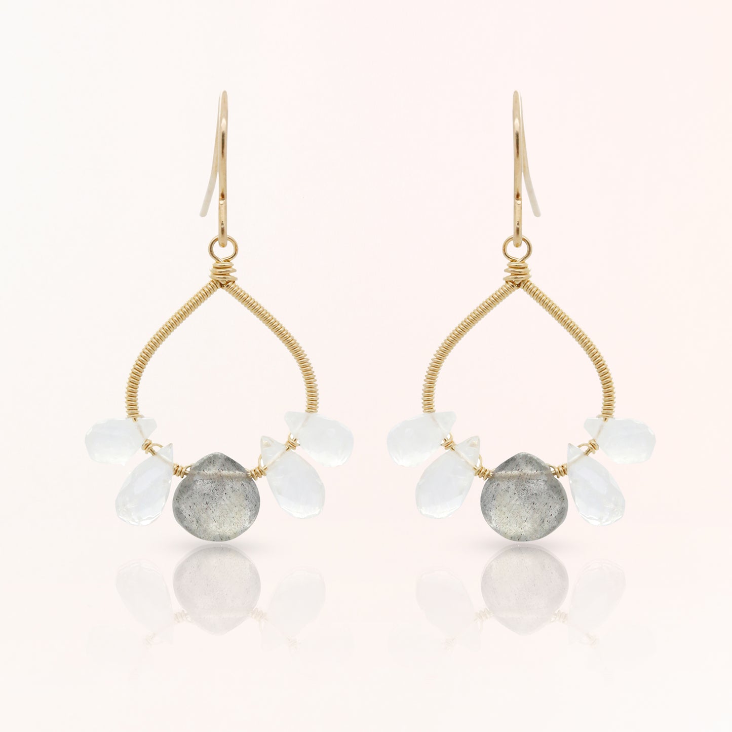 Gemstone Wire Hoop Earrings