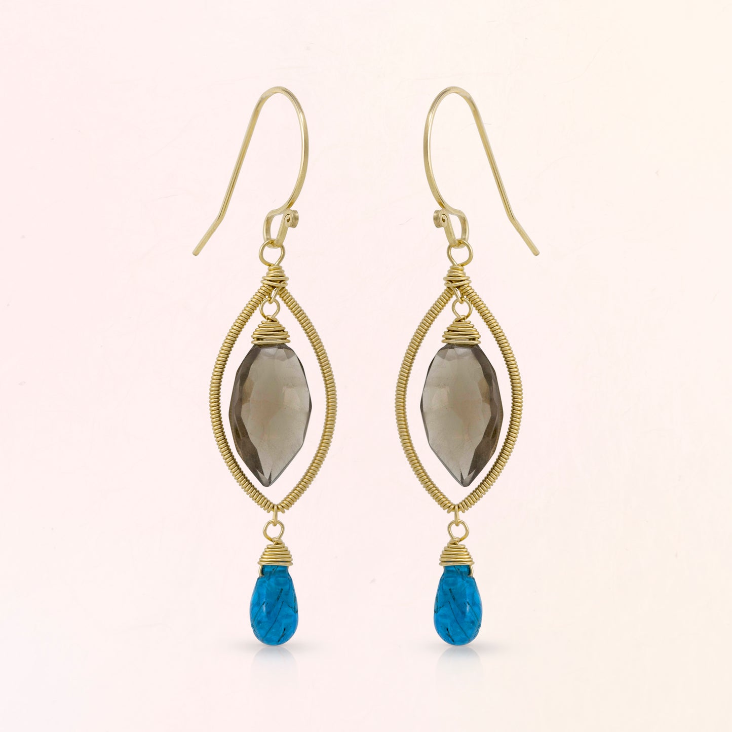 Smokey Quartz and Apatite Drop Earrings