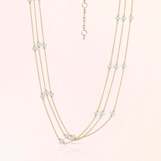 Moonstone Triple Chain Necklace