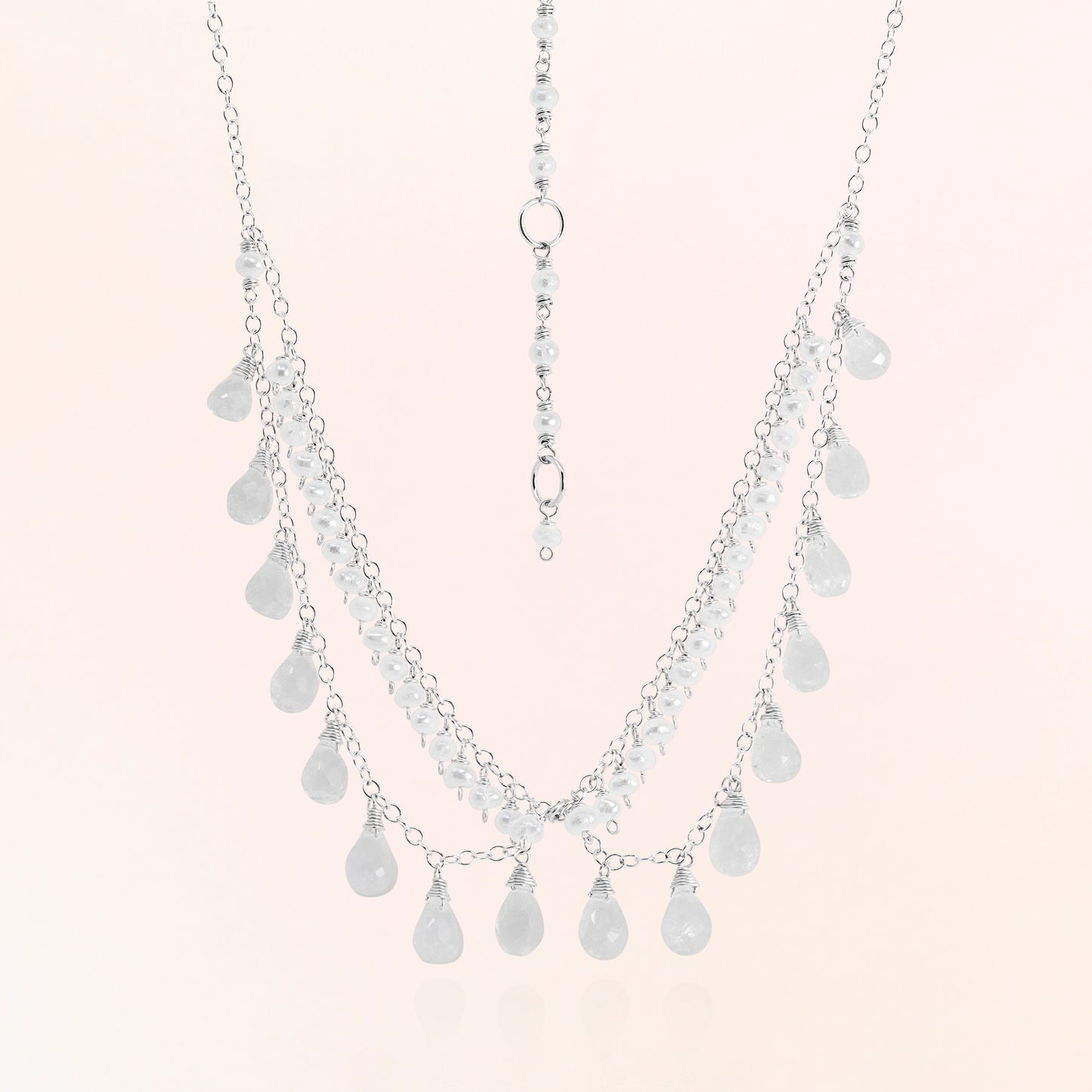 Moonstone and Pearl Chain Necklace
