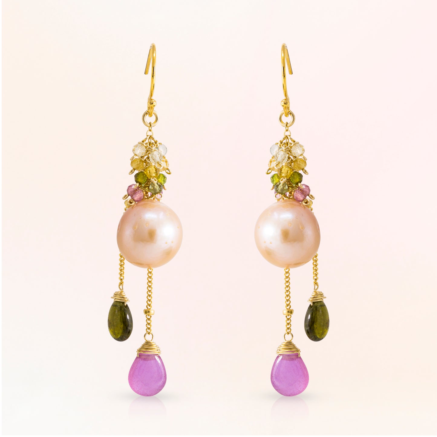 Tourmaline & Pearl Drop Earrings