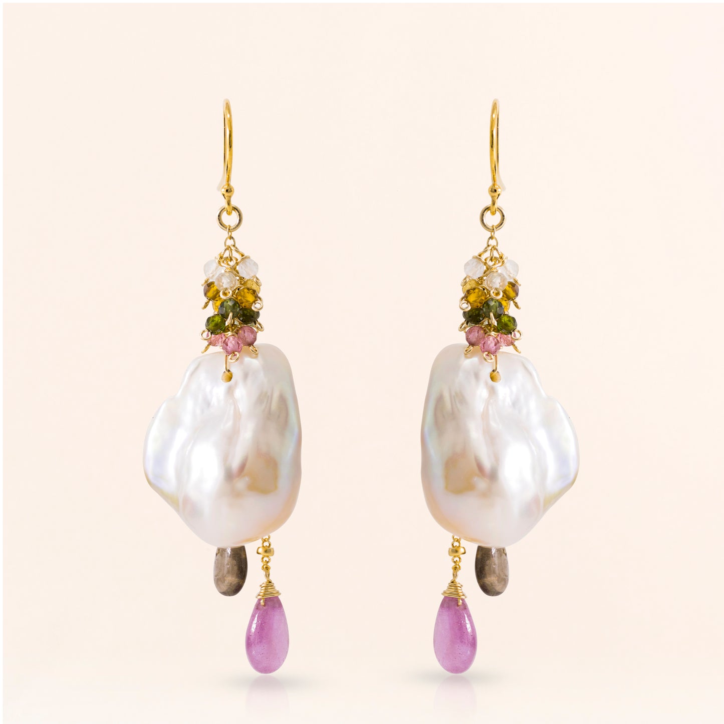 Tourmaline & Pearl Drop Earrings