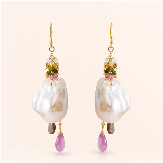 Tourmaline & Pearl Drop Earrings