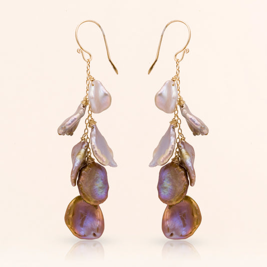 Baroque Coin Pearl Cluster Earrings