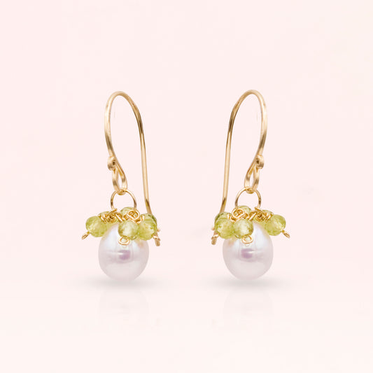 Pearl Earrings with Gemstone Cluster