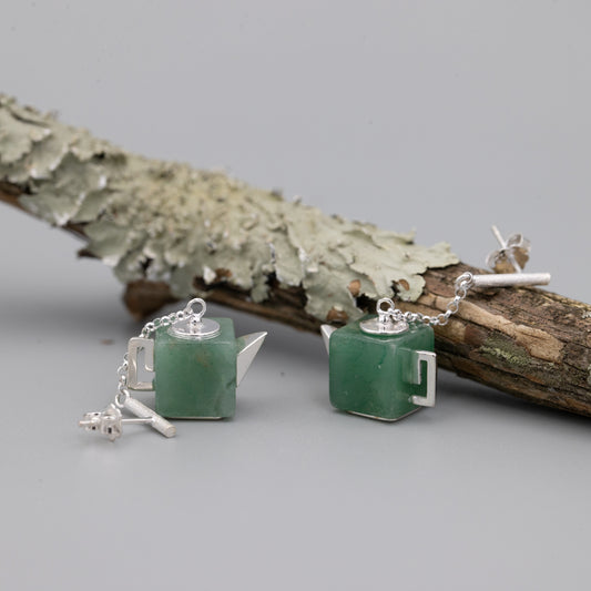 Jade Teapot Earrings