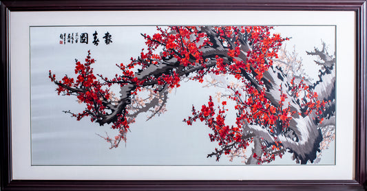 Grand Cherry Tree - Silk Art Framed and Matted