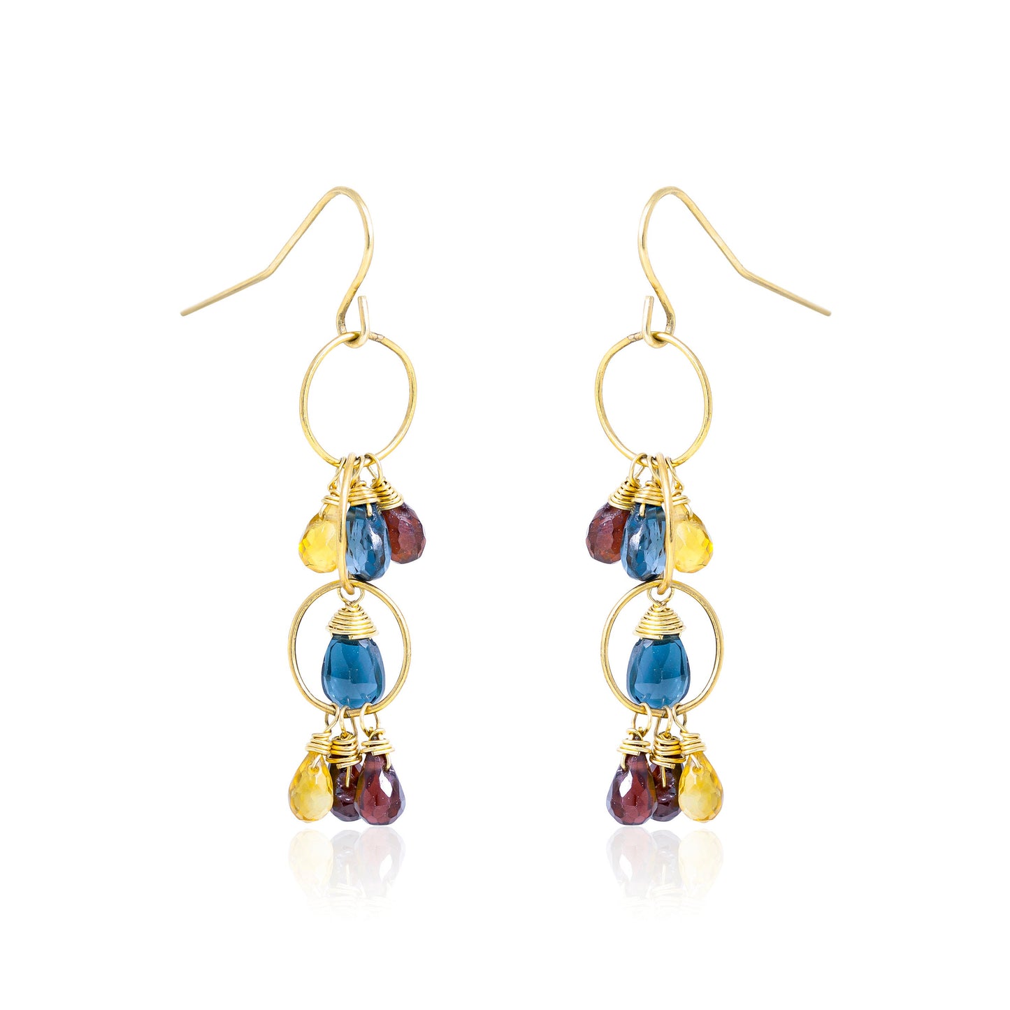 Topaz, Garnet, and Citrine Earrings