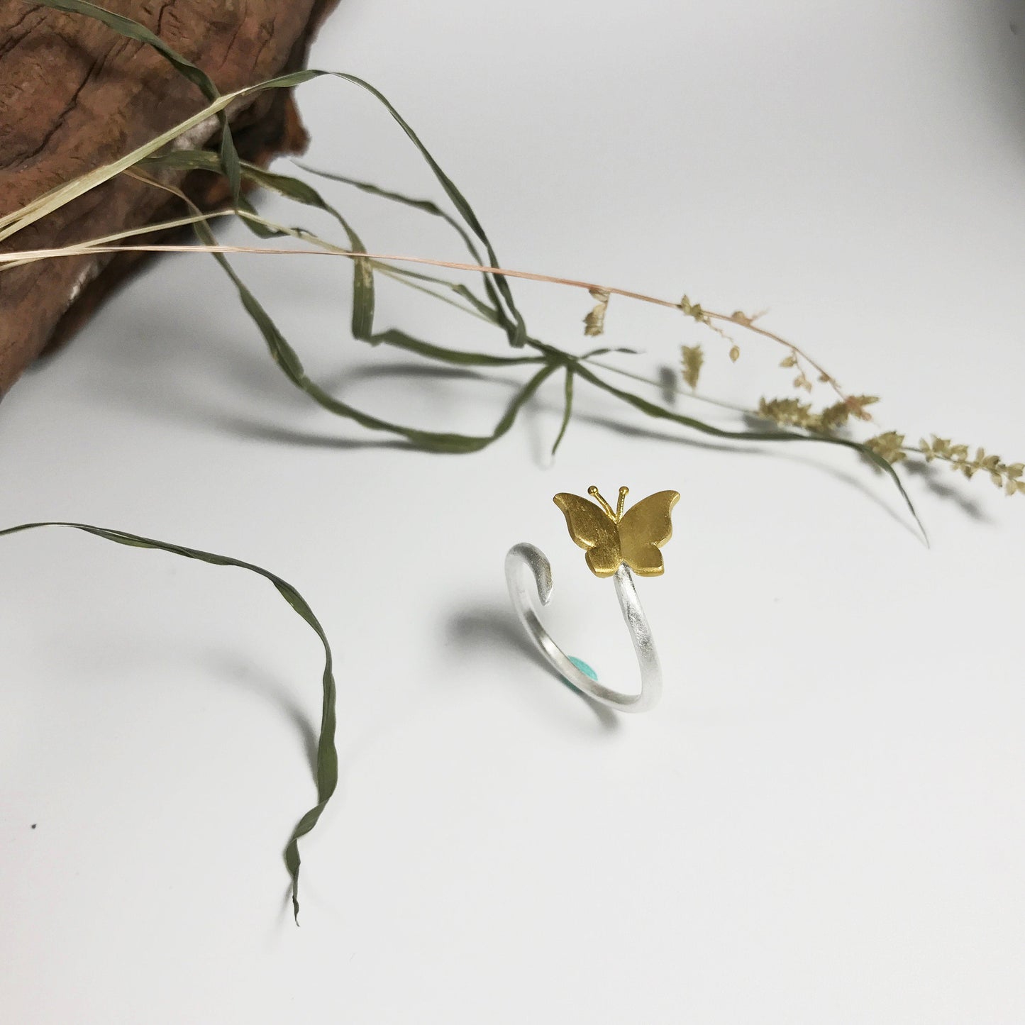 Gold Butterfly Sterling Silver Ring