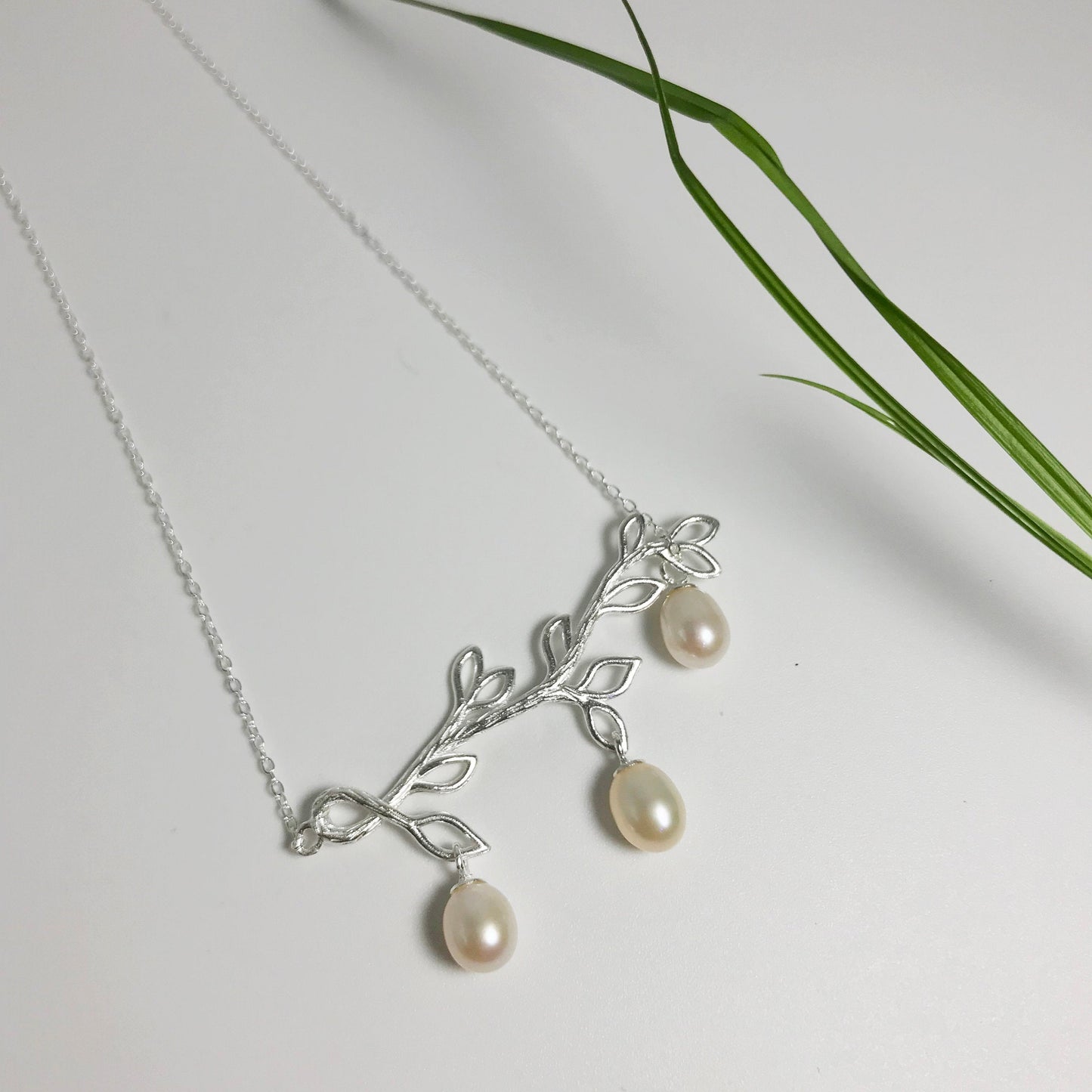 Tree Pendant Sterling Silver Pearl Necklace