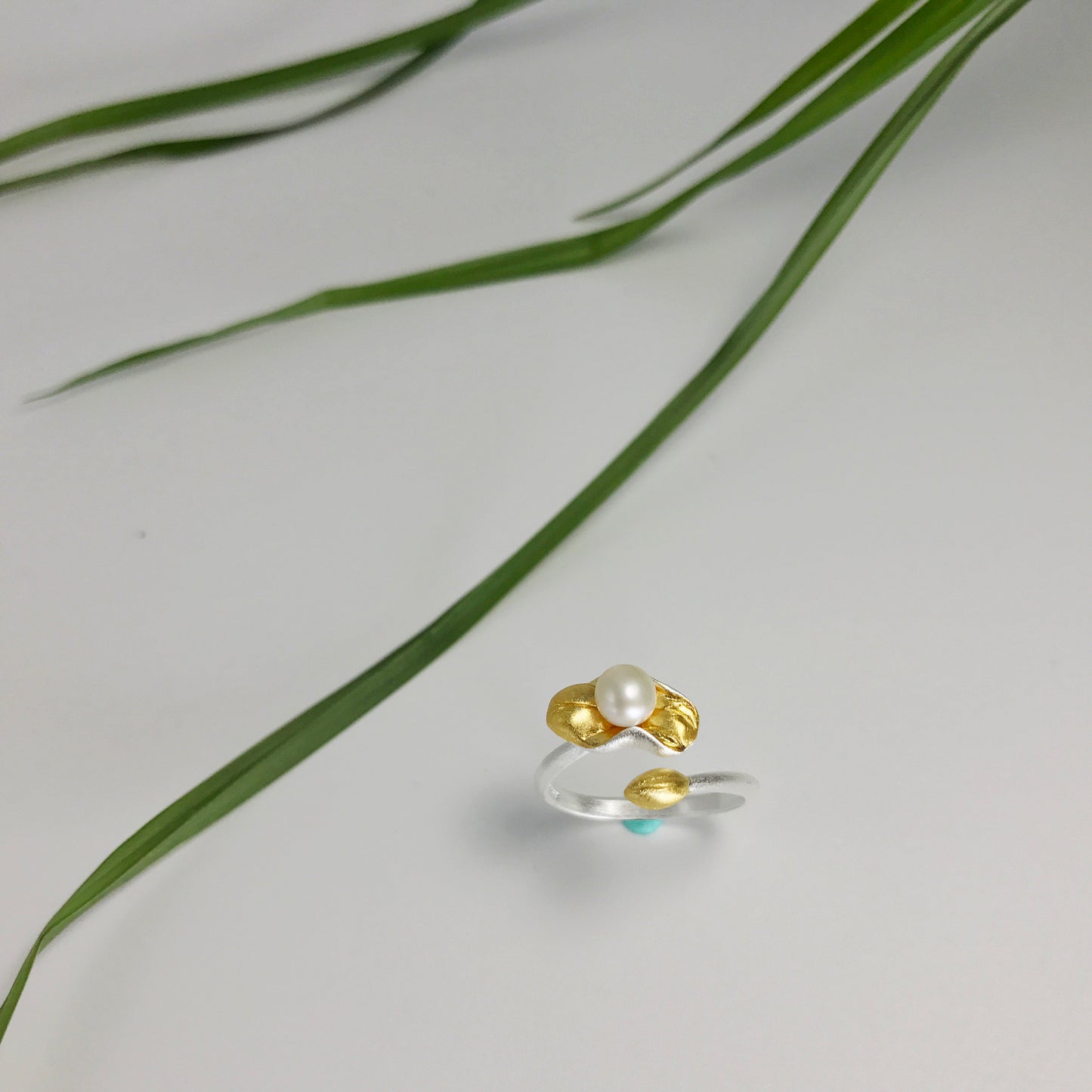 Pearl Lotus Sterling Silver Ring