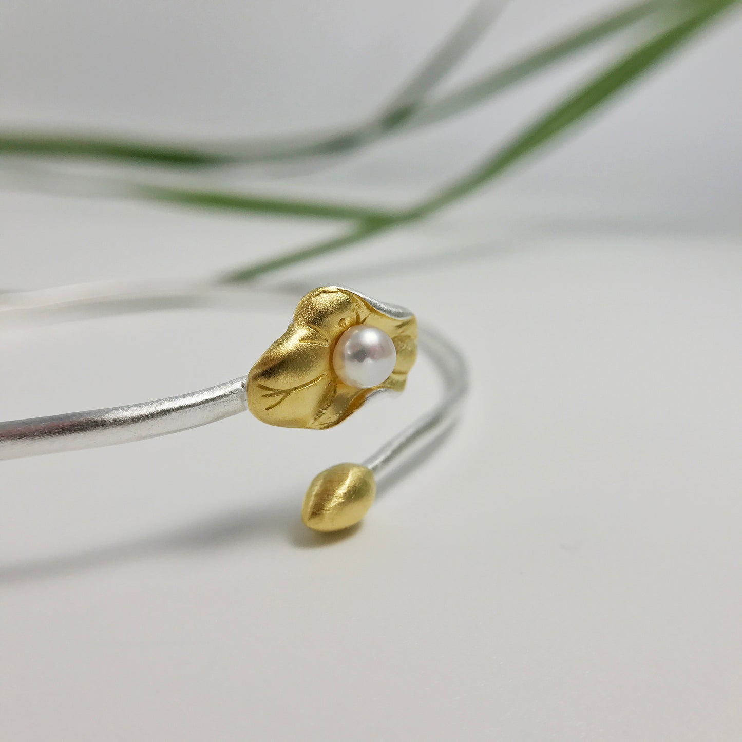 Pearl Lotus Sterling Silver Bracelet
