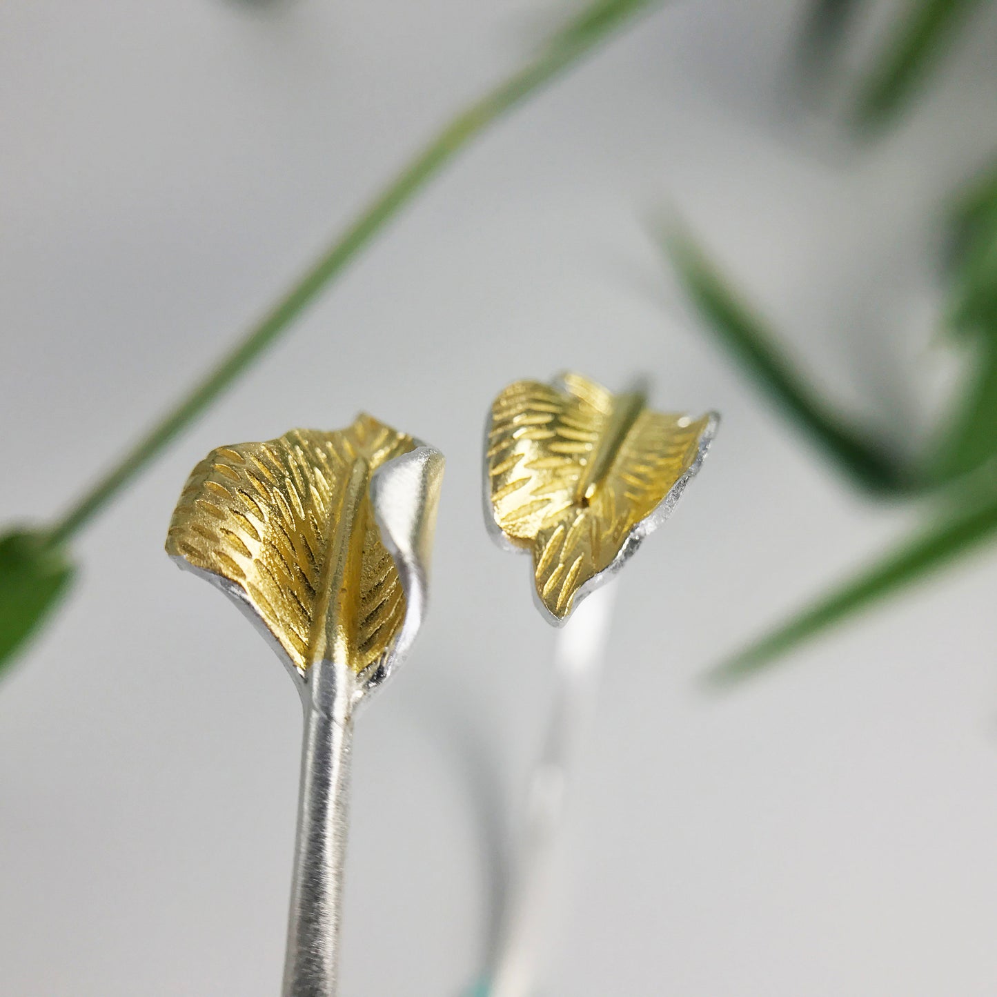 Gold Leaf Sterling Silver Bracelet