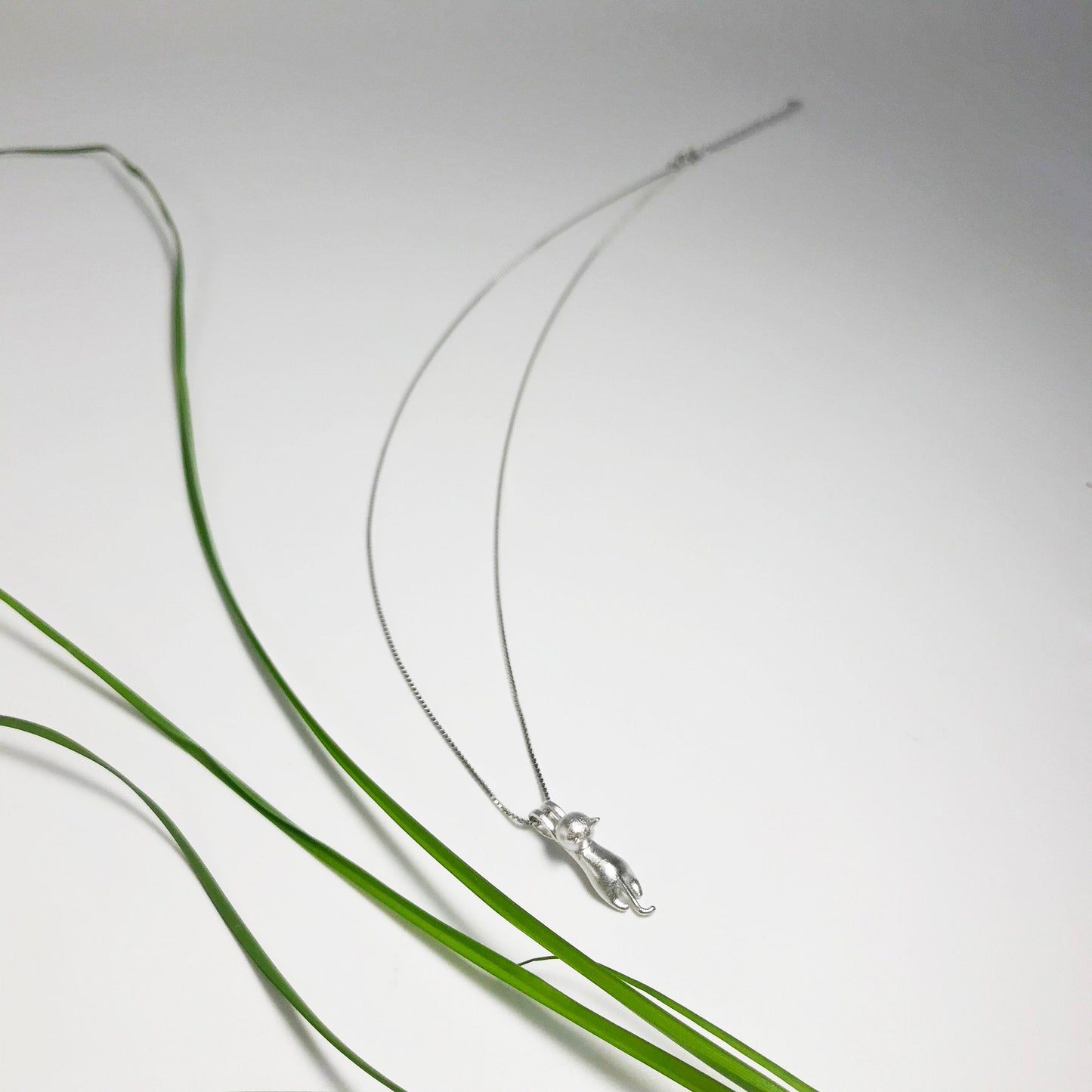 Cat Pendant Sterling Silver Necklace