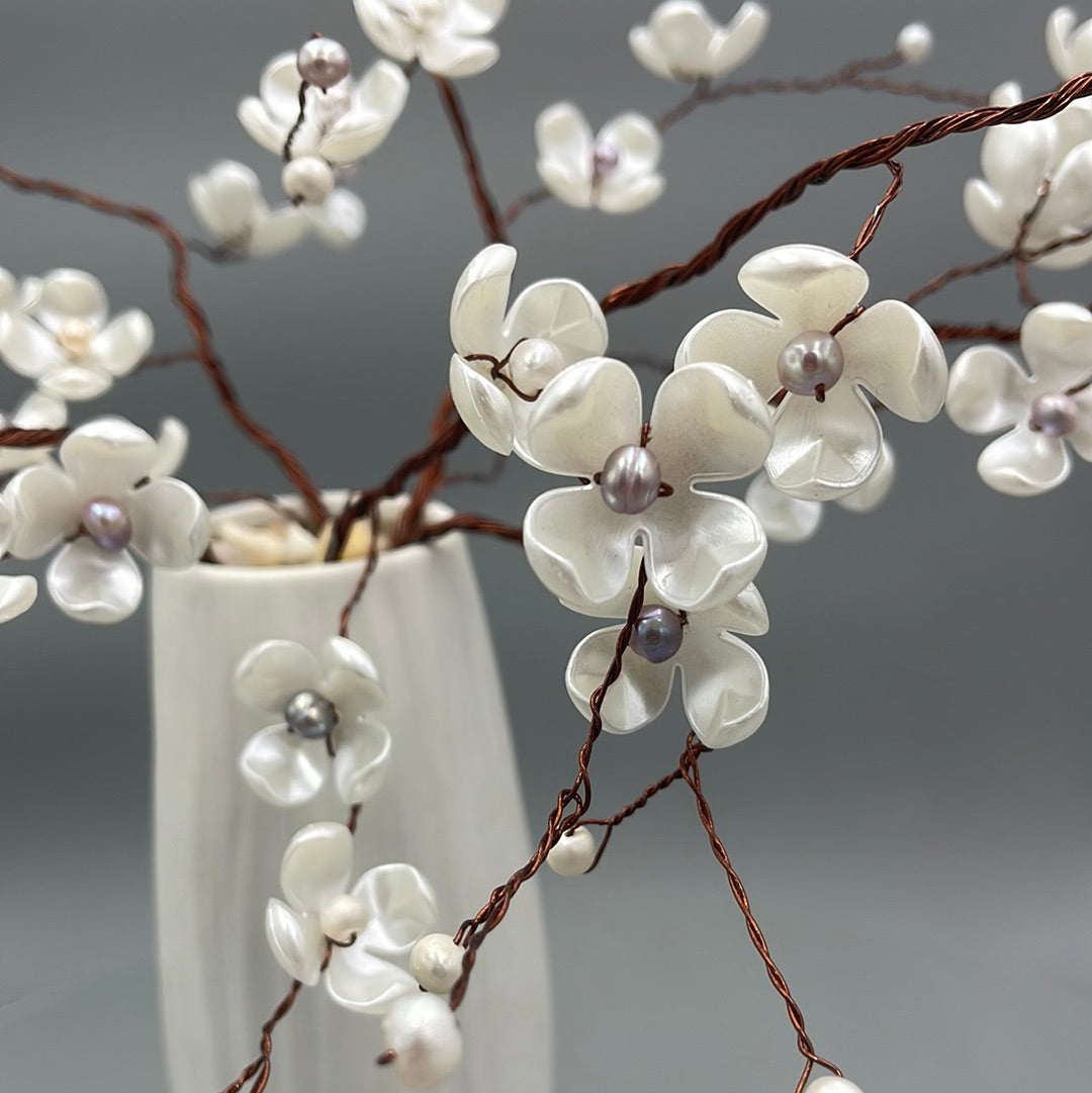 Pearl Branch with Ceramic Vase