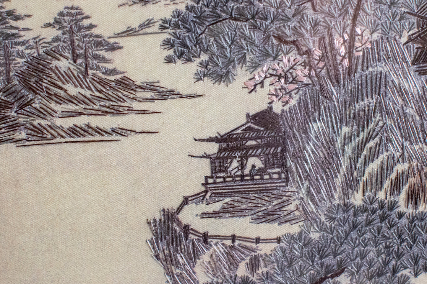 Chinese Countryside - Silk Art Framed and Matted