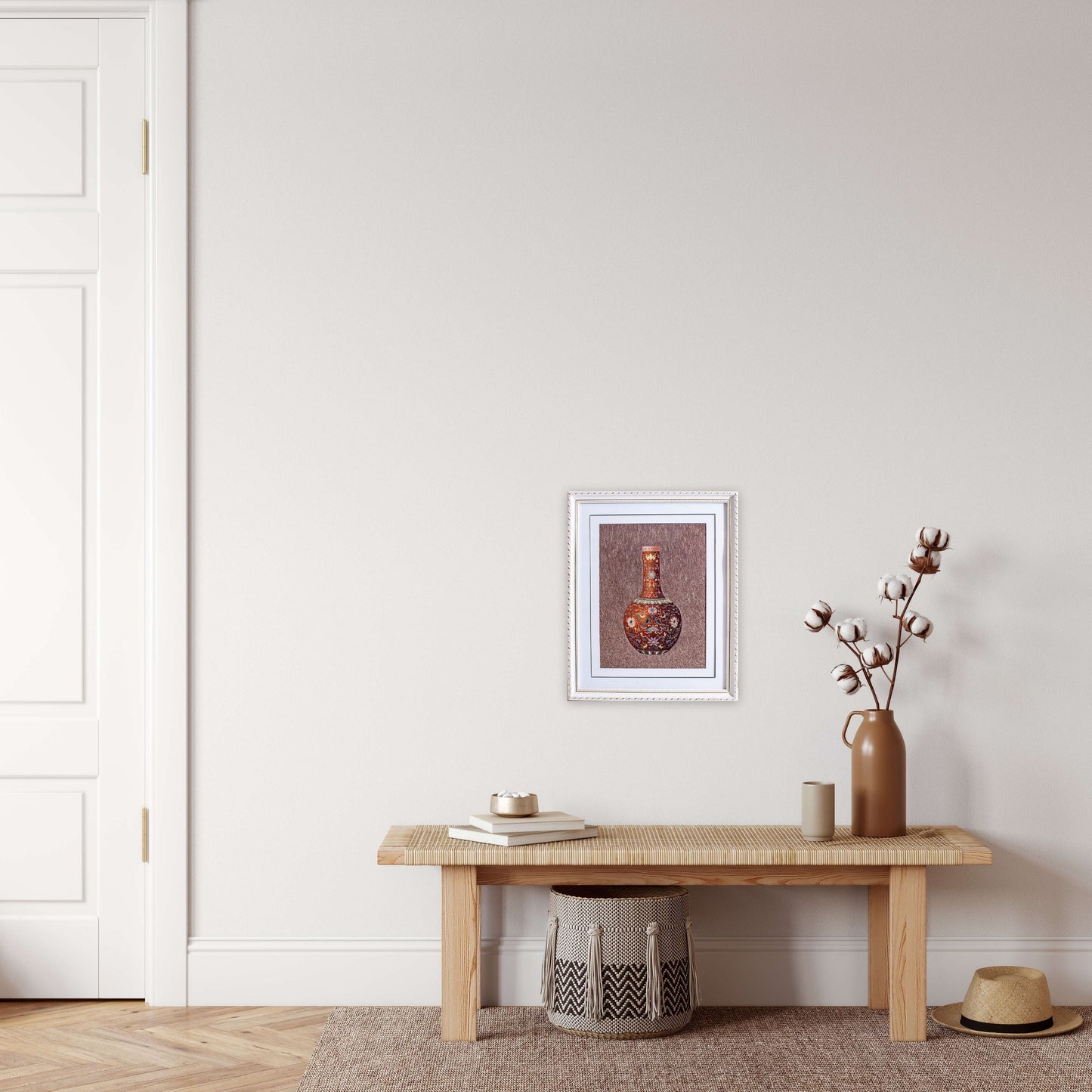 Red Vase - Silk Art Framed and Matted