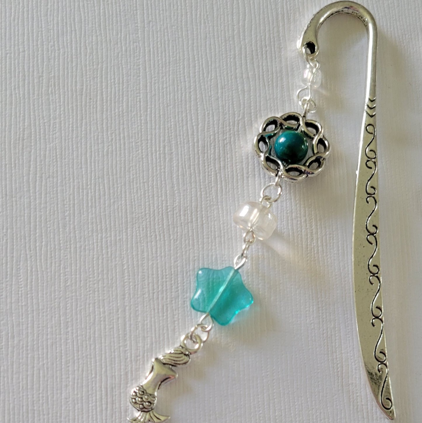 Silver bookmark with mermaid charm