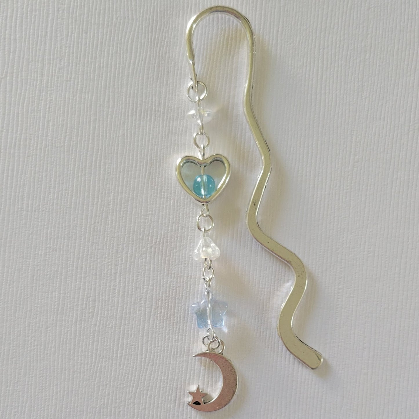 Silver bookmark with moon charm