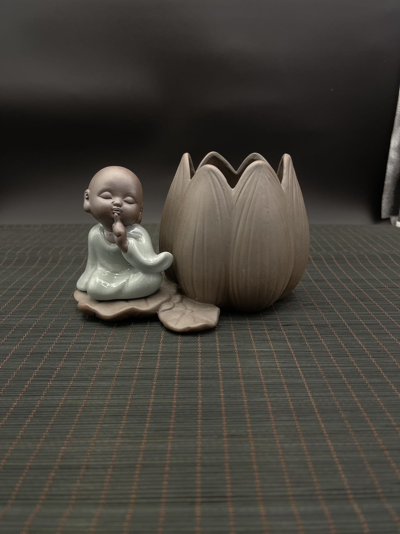 Lotus Flower Pot with Ceramic Buddha