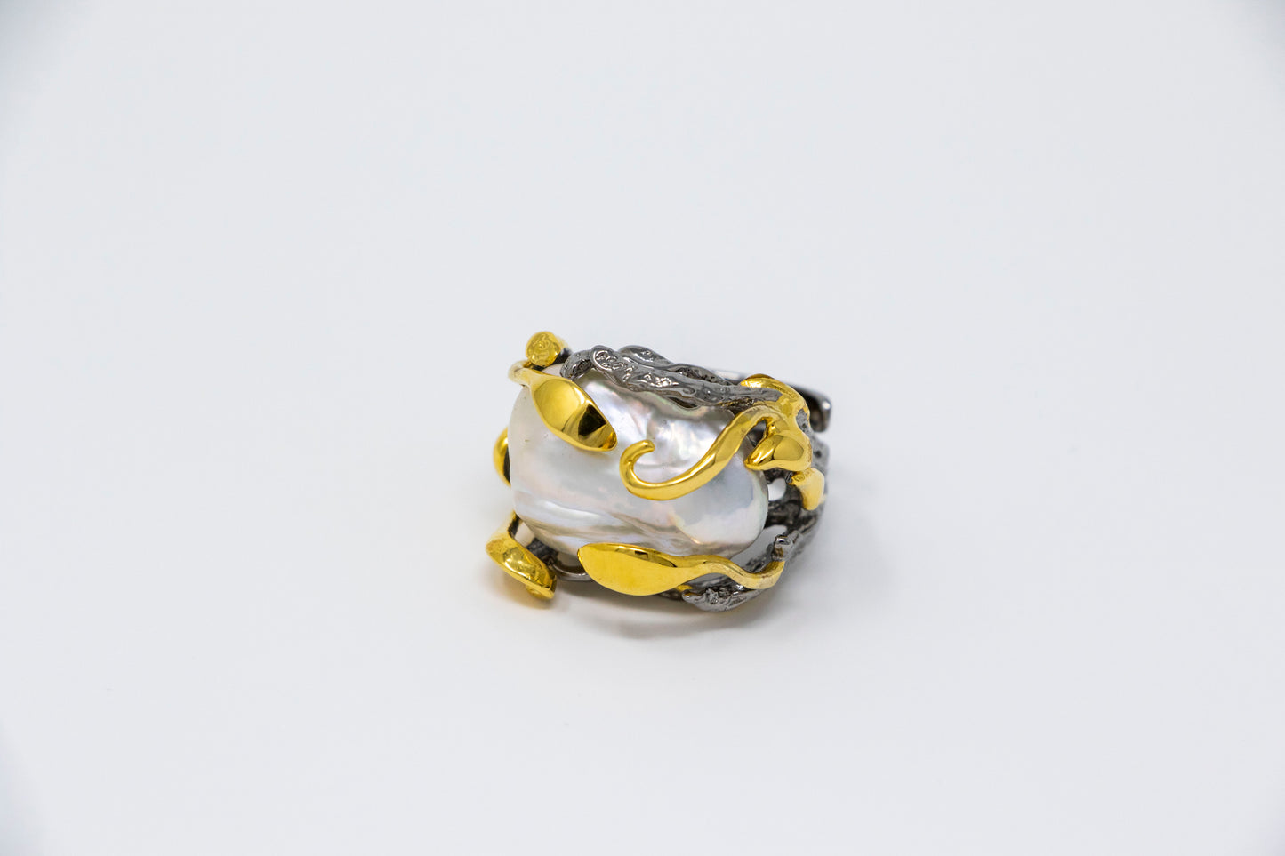 Baroque Pearl Serpent Statement Ring