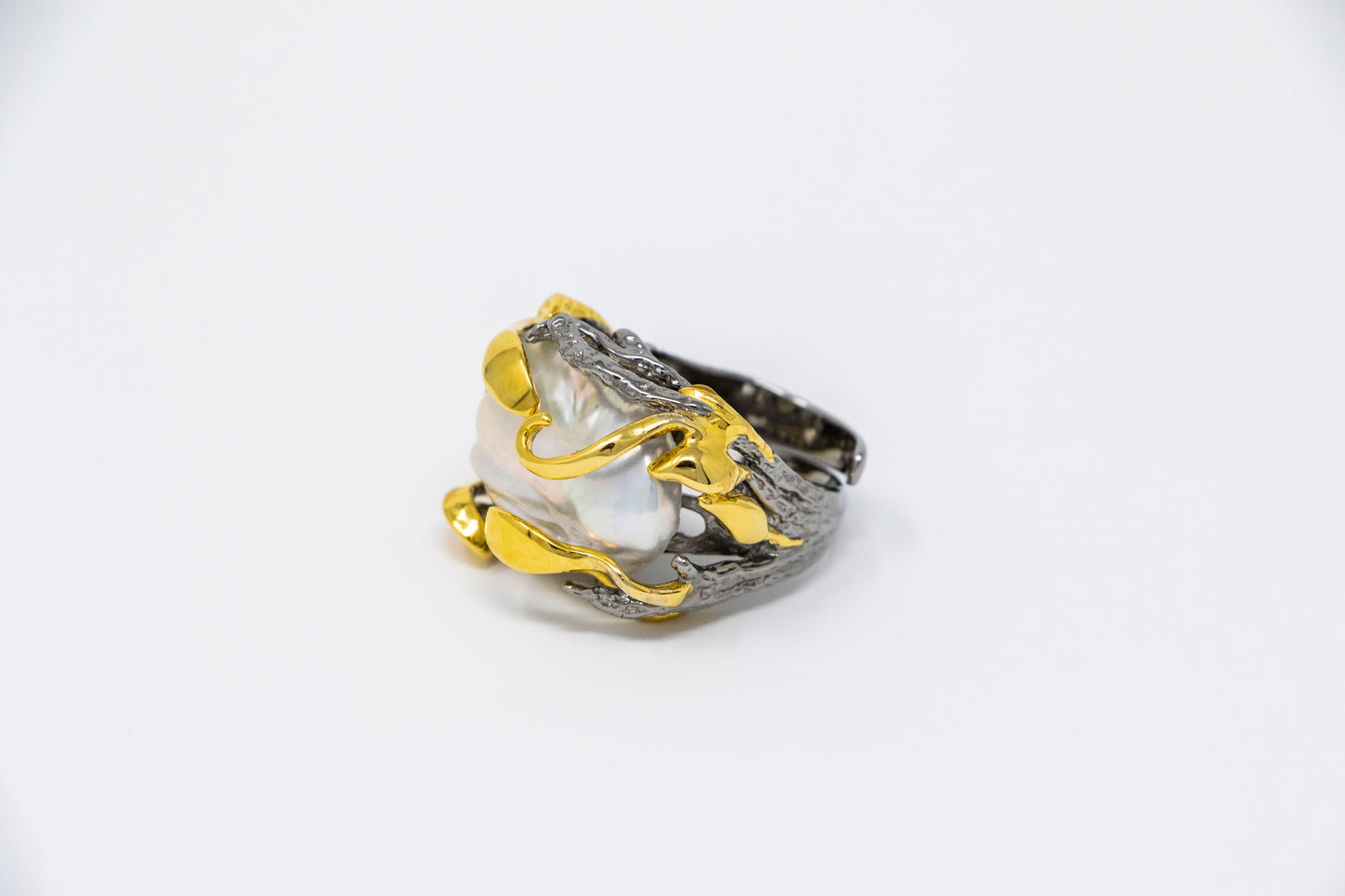 Baroque Pearl Serpent Statement Ring