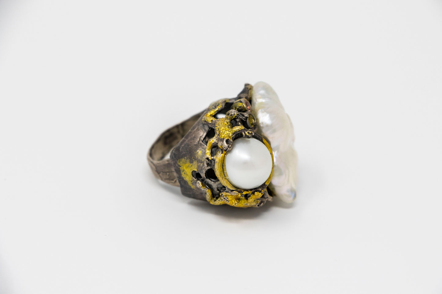 Baroque Pearl Tropical Frog Statement Ring