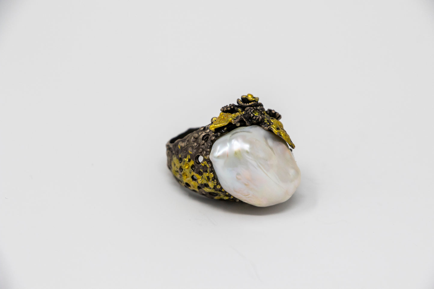 Baroque Pearl Rose Cluster Statement Ring