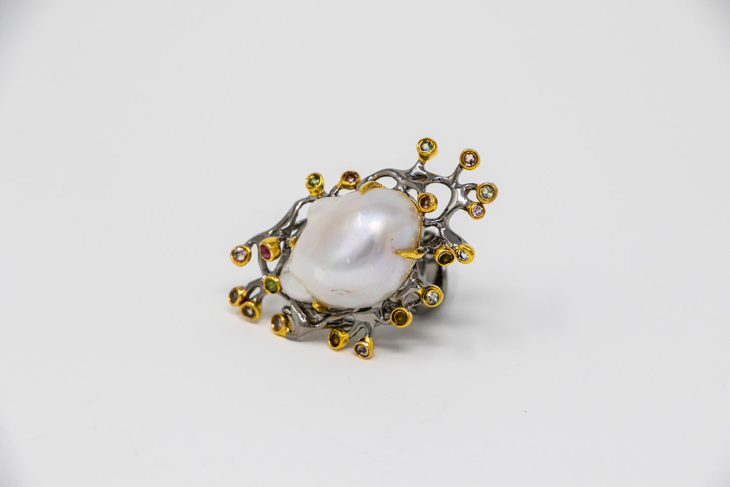 Baroque Pearl Coral Statement Ring