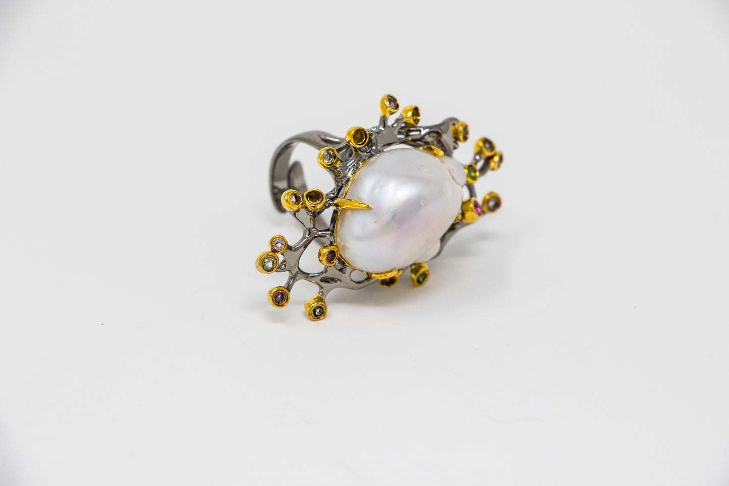Baroque Pearl Coral Statement Ring