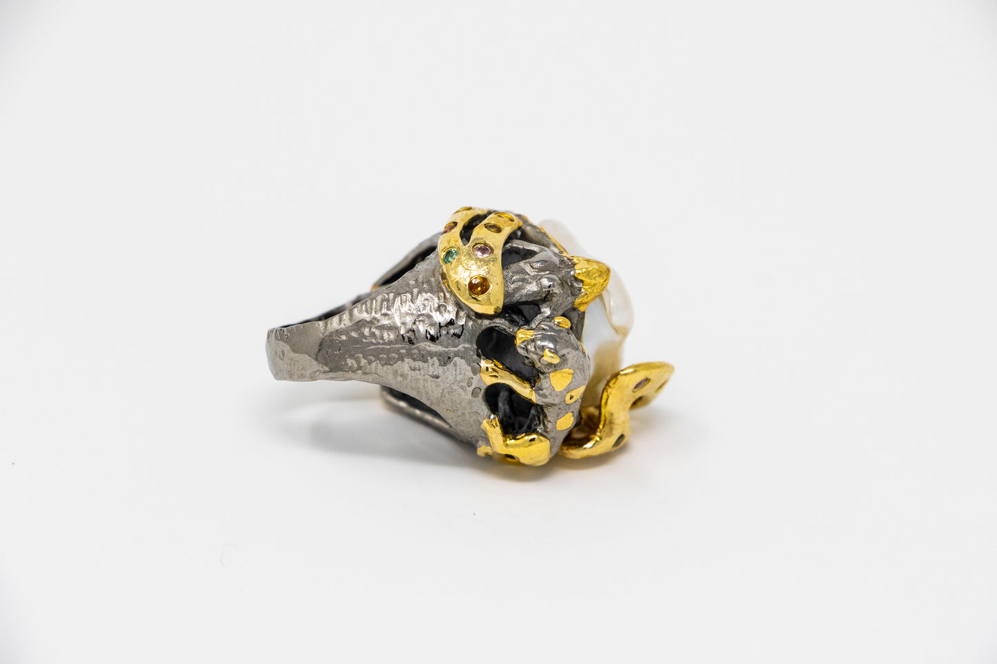 Baroque Woman and Leopard Statement Ring
