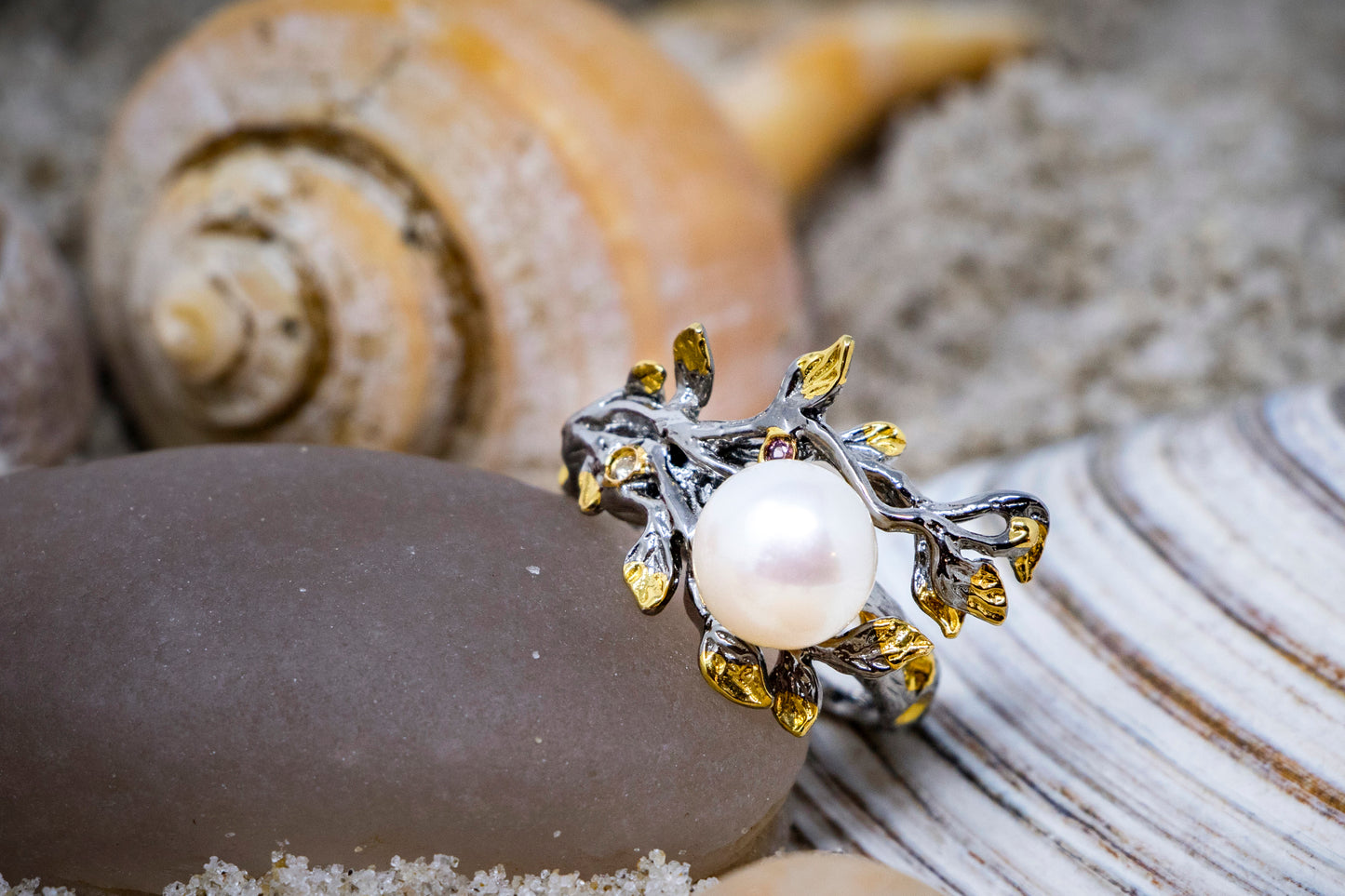Baroque Pearl Tree Branch Statement Ring