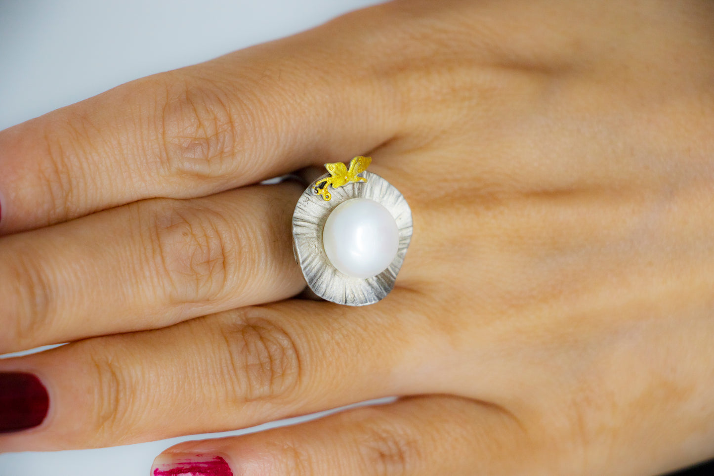 Baroque Pearl Butterfly Statement Ring