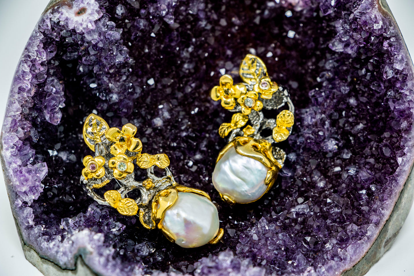 Baroque Pearl Flower Earrings