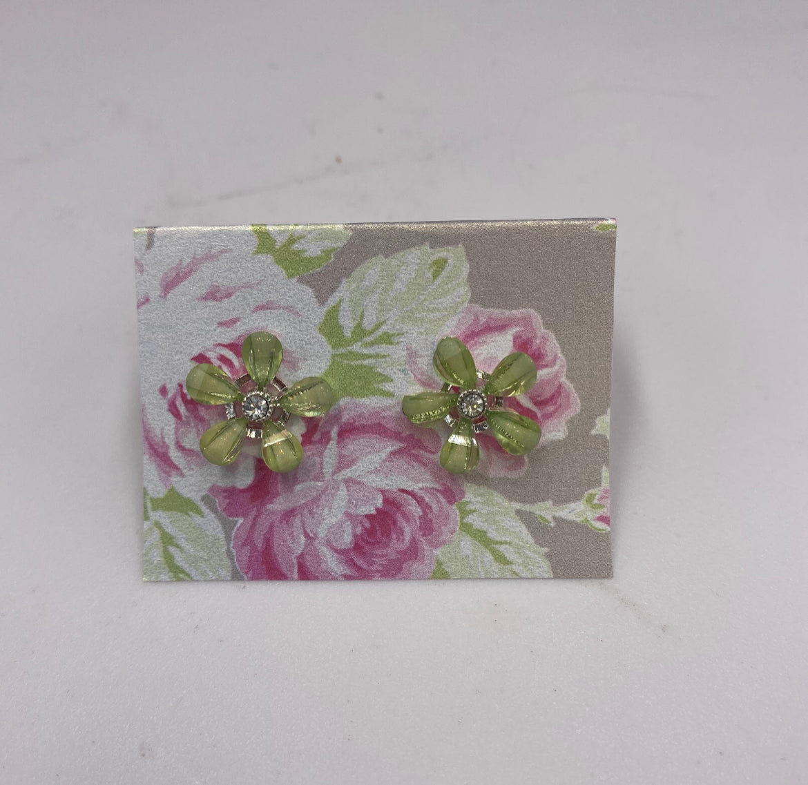Sage Green Medium Flower Earrings